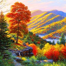 Схема вышивки «осень в горах»