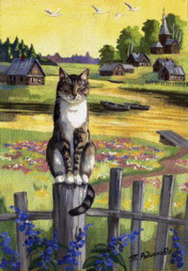 котик на заборе - коты, животные, кошки, котик, котята - предпросмотр