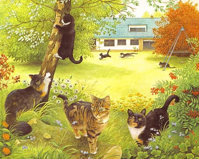 на прогулке - природа, коты, котики - оригинал