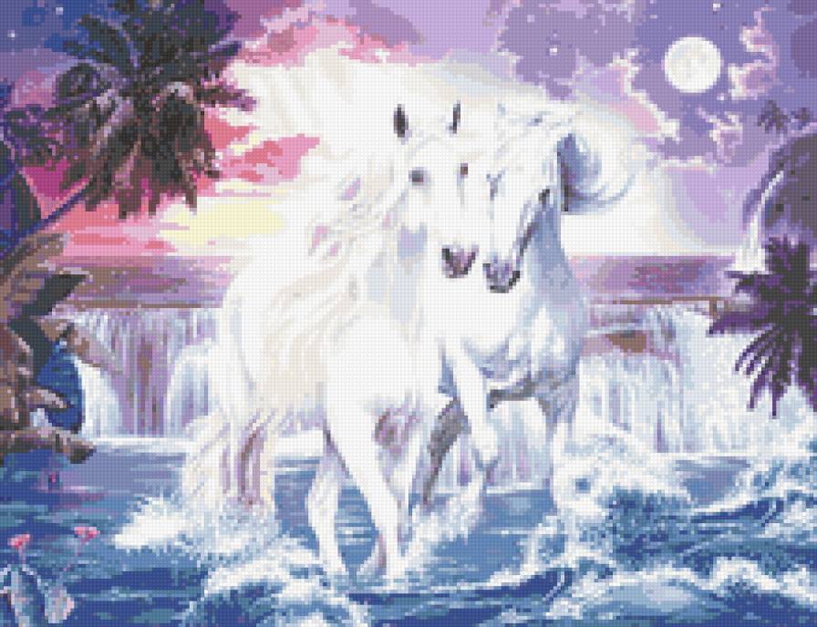 Нежная луна - конь, животные, лошади - предпросмотр