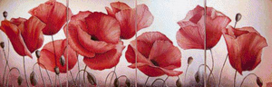 Триптих "Маки" - букет, мак, цветы, цветок - предпросмотр