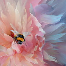 Схема вышивки «шмель в пионе»