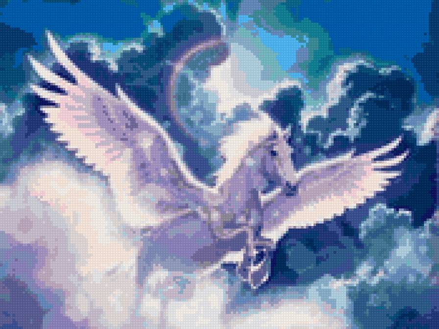 пегас в небе - небо, облака, пегас - предпросмотр