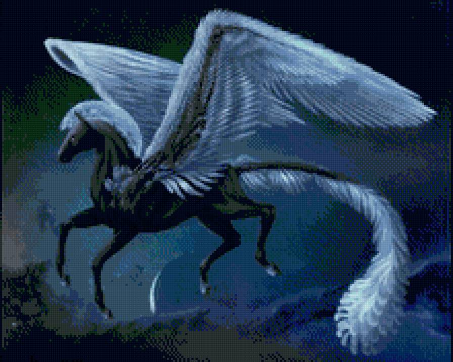 черный пегас - облака, пегас, небо - предпросмотр