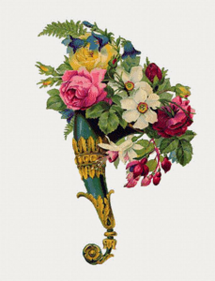 Букет - цветы, рог, розы - предпросмотр