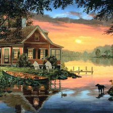 Схема вышивки «Дом у реки»