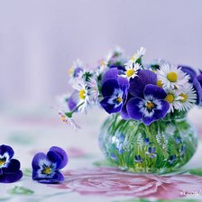 Схема вышивки «анютины глазки»