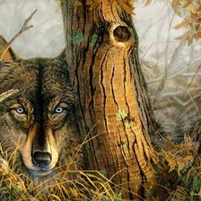 Схема вышивки «волк»