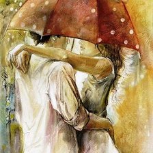 Схема вышивки «двое под дождем»