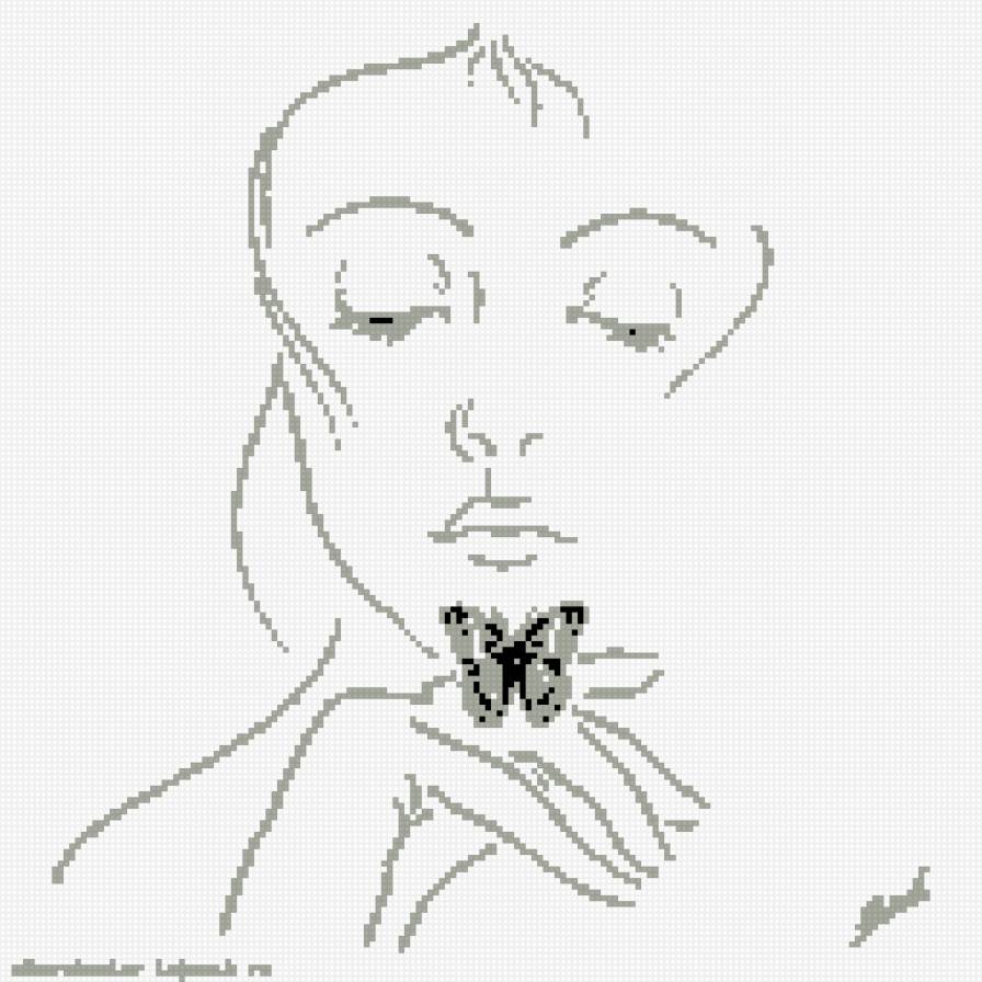 девушка с бабочкой - силуэт, девушка, бабочка - предпросмотр