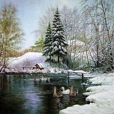 Схема вышивки «деревенский пейзаж»