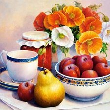 Схема вышивки «натюрморт с маками»