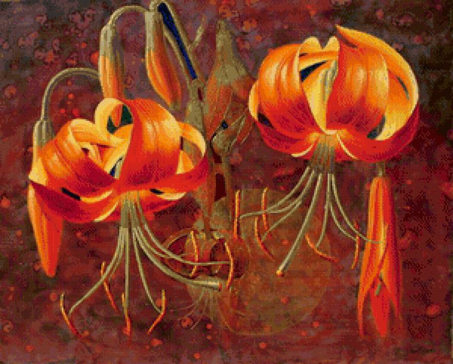 лилии - панно, арт, цветы, живопись, лилии - предпросмотр