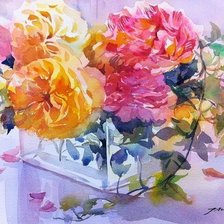 Схема вышивки «розы в стеклянной вазе»