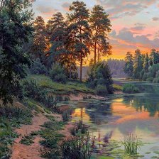 Схема вышивки «закат в лесу»