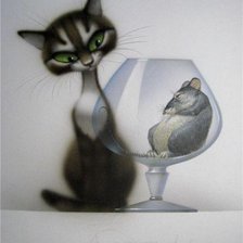 Схема вышивки «Кот и мышка»