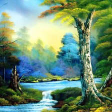 Схема вышивки «лесной водопад»