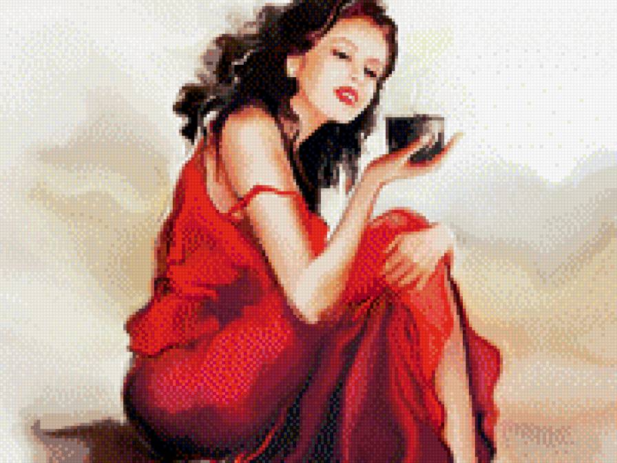 девушка с кружкой кофе - девочка, портрет - предпросмотр