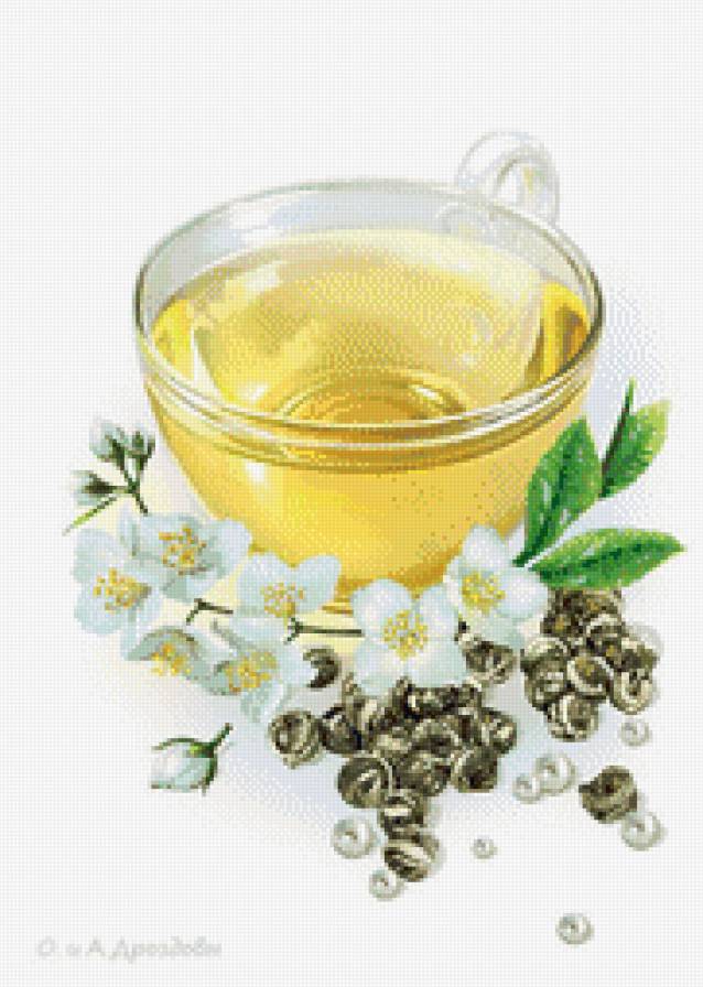 чашка чая - чашка, жасмин, кухня, трравы, чай - предпросмотр