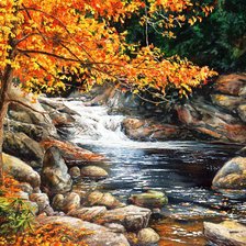 Схема вышивки «пейзаж с водопадом»