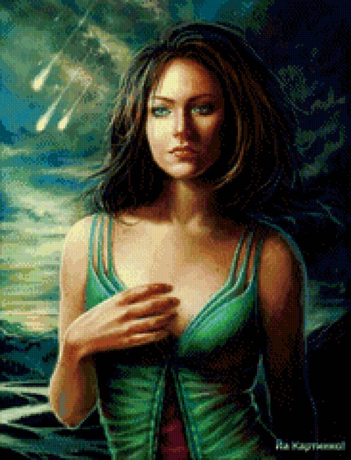 Девушка в зеленом - девушка - предпросмотр