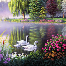 Схема вышивки «лебеди 2»