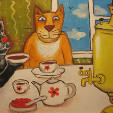 Схема вышивки «Коты у самовара»