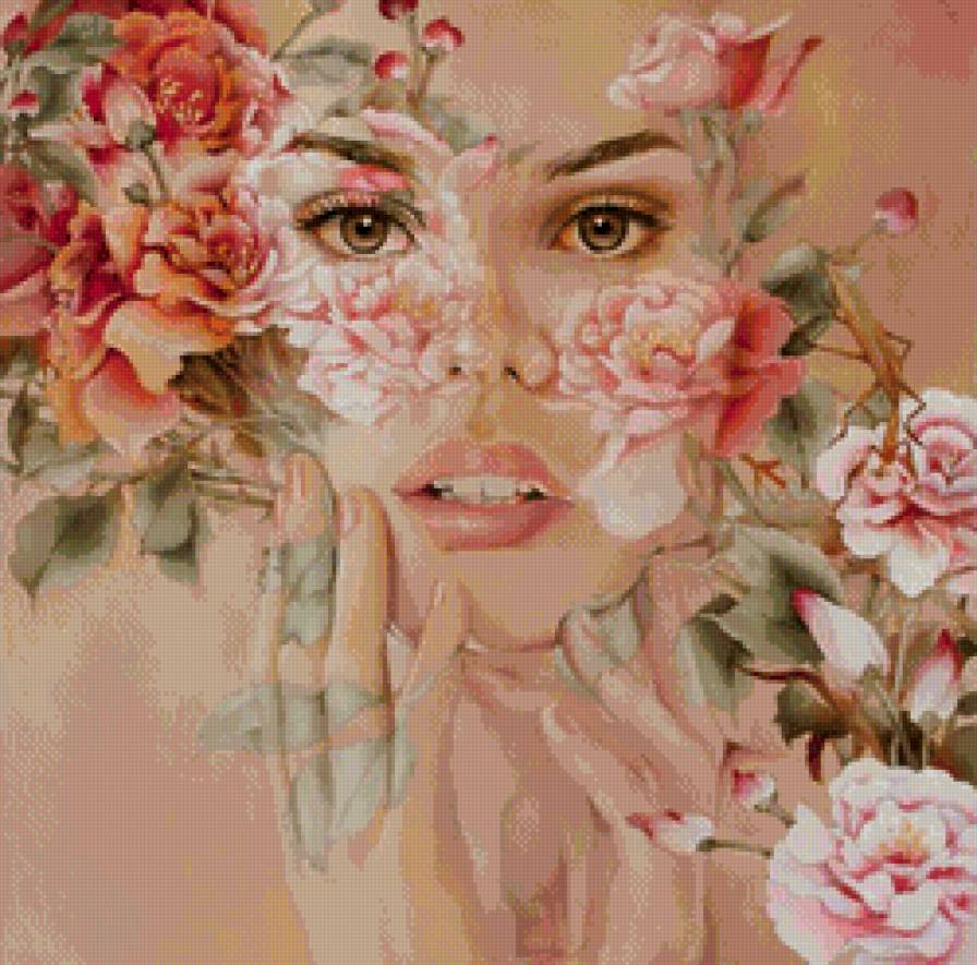 Девушка-цветок - цветы, фентези, девушка - предпросмотр