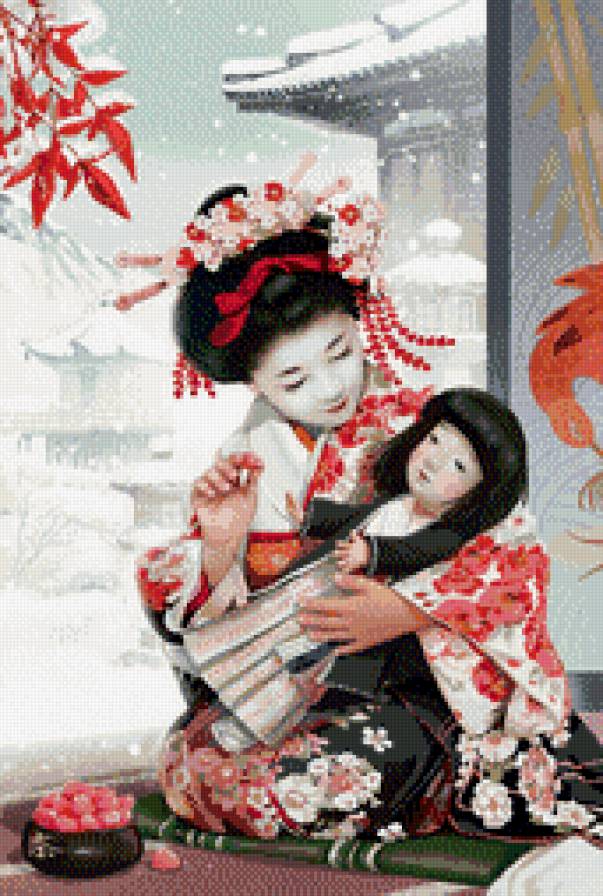 женский образ - гейша, восток, портрет, люди, кукла, женщина, девушки - предпросмотр