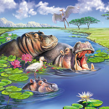 Схема вышивки «бегемотики»