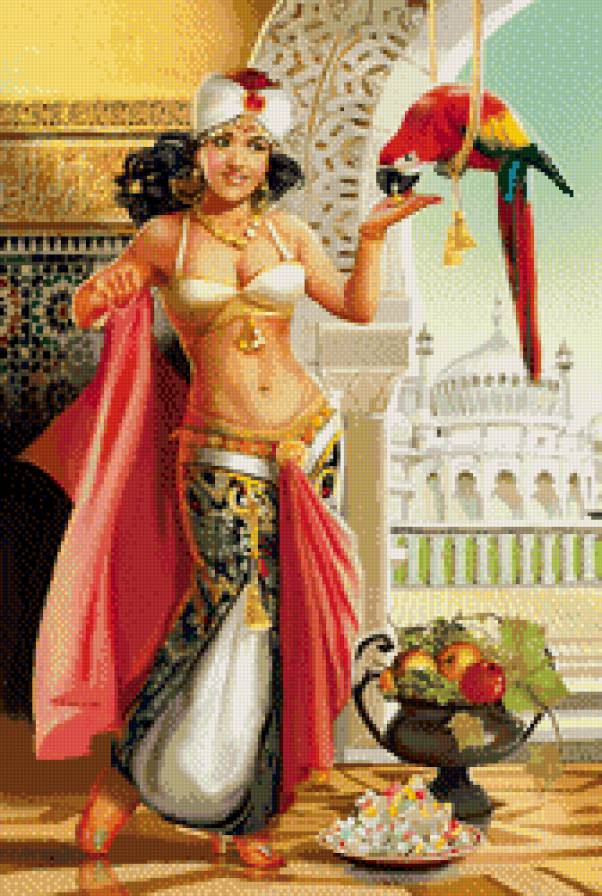 женский образ - люди, попугай, женщина, восток, портрет, девушки - предпросмотр