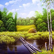 Схема вышивки «пейзаж с березами»