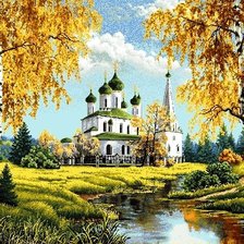 пейзаж с храмом