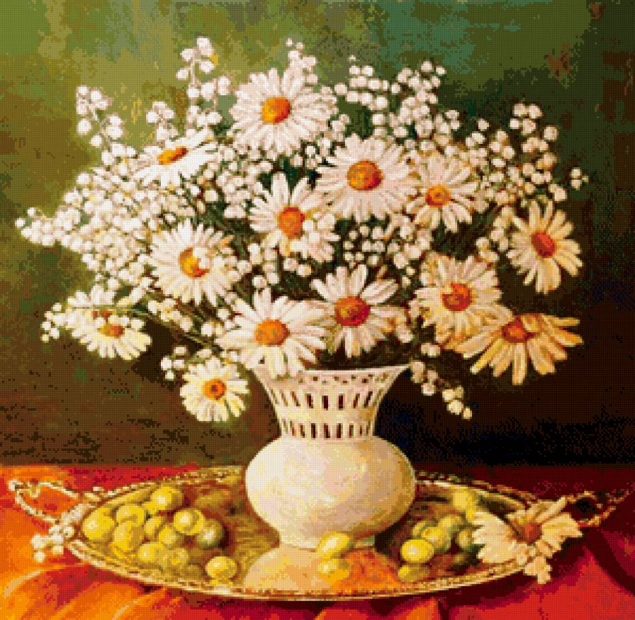 ромашки и ландыши - натюрморт, цветы, пано - предпросмотр