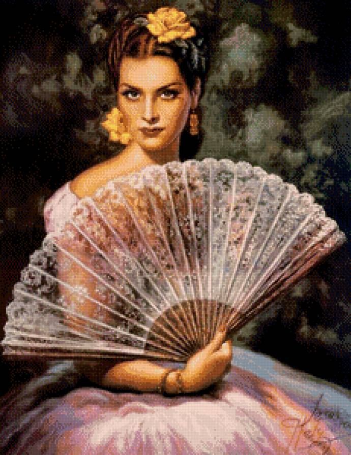 серия ,,женщины" - женщина.испанка.веер - предпросмотр