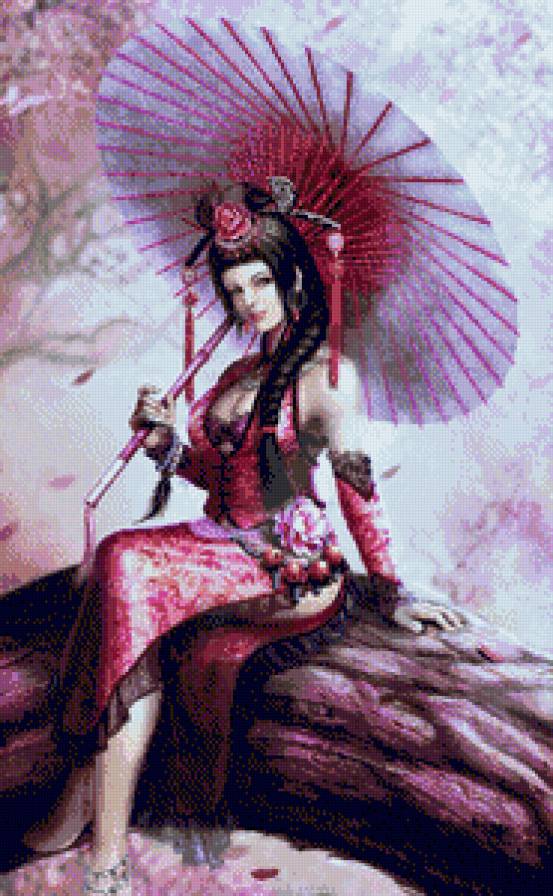 Гейша на ветке - люди, гейша, девушка - предпросмотр