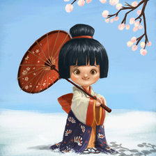 Схема вышивки «маленькая гейша»