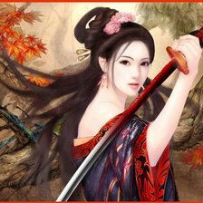 Схема вышивки «Гейша с мечом»