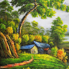 Схема вышивки «триптих водопад в лесу (левая часть)»