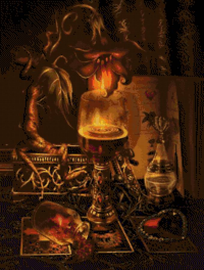 Лилия Осипова - лилия, свеча, картина, кубок, шкатулка, натюрморт - предпросмотр