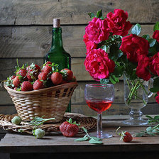 Схема вышивки «Розы с клубникой»