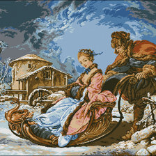 Схема вышивки «Барышня в санях»