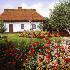 Цветник в старом дворике