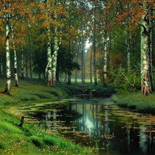 Схема вышивки «Лесной пейзаж с рекой»