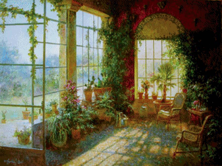 Зимний сад - зимний сад, живопись - предпросмотр