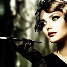 Схема вышивки «девушка с сигарой»