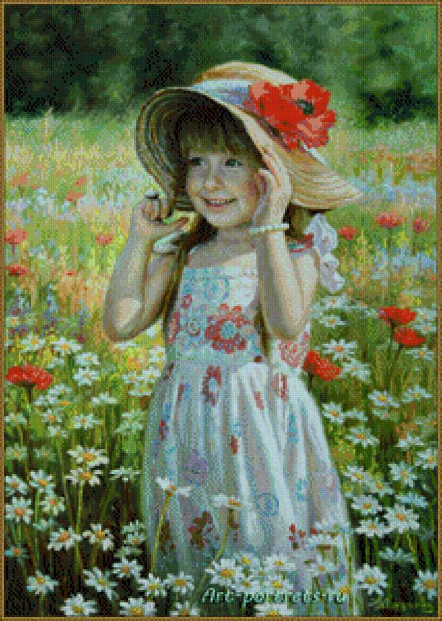 Маленькая девочка в шляпе - шляпа, маки, дети, девочка - предпросмотр