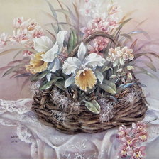 Схема вышивки «орхидеи в корзине»