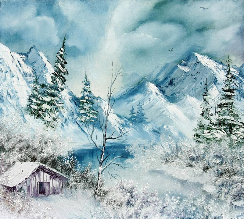 Домик в горах - природа, зима, пейзаж - оригинал