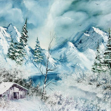 Схема вышивки «Домик в горах»